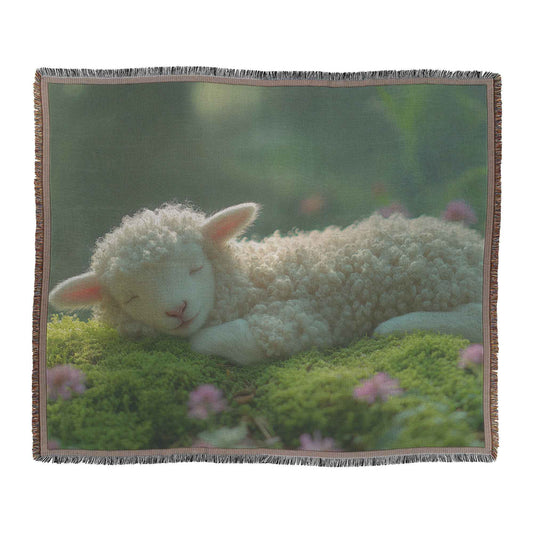 Cute Sleeping Lamb Nestled in Mossy Grass Surrounded Pink Flowers Christian Throw Blanket  Cozy Woven Kids Comfort Blanket with Hope  Holy Faith Inspired Prayer Healing Blanket for Children