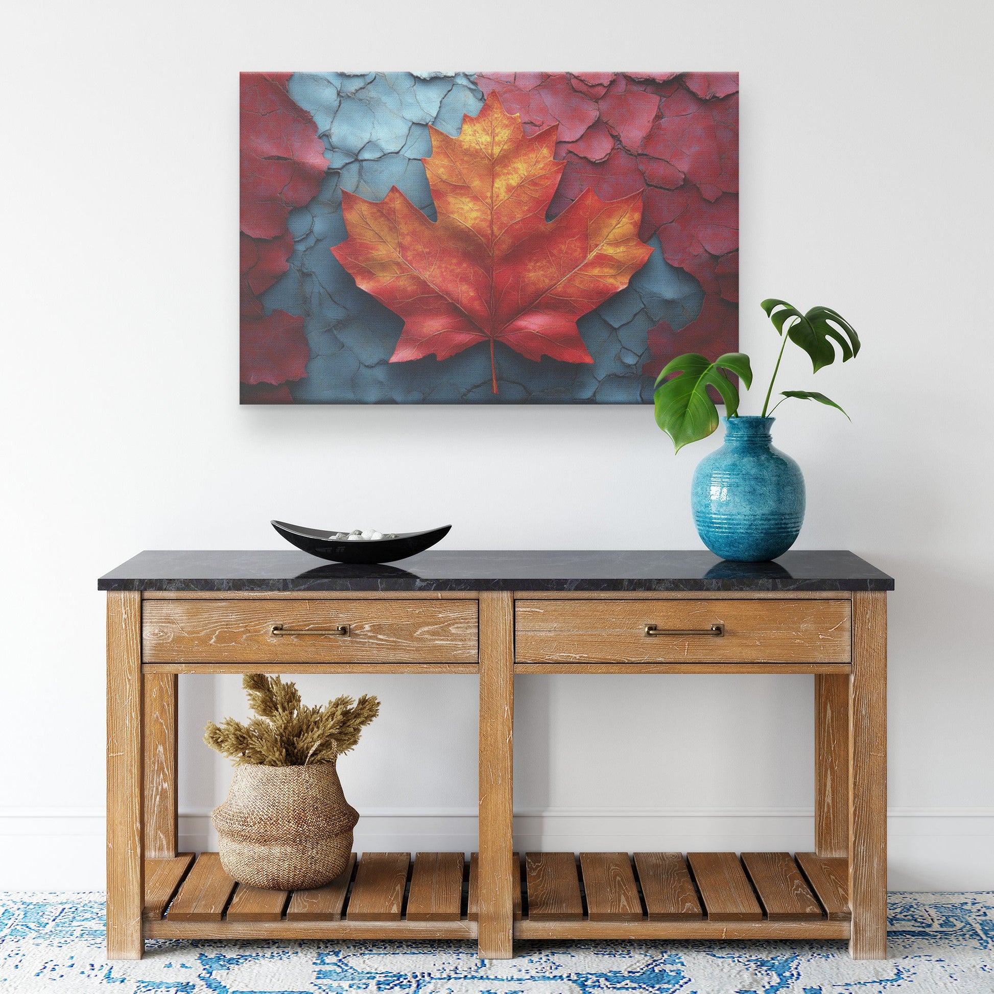 Abstract Canadian Maple Leaf On Cracked Background Canvas Wall Art Decor - Awakening Righteousness