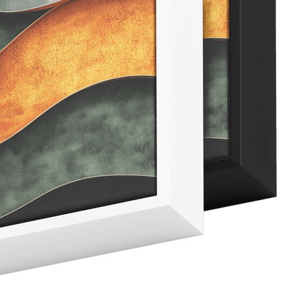 Abstract Wavy Shapes Clay Red Sand Beige Moss Green Ultra High Definition Modern Boho Panoramic Framed Canvas Wall Art - Awakening Righteousness