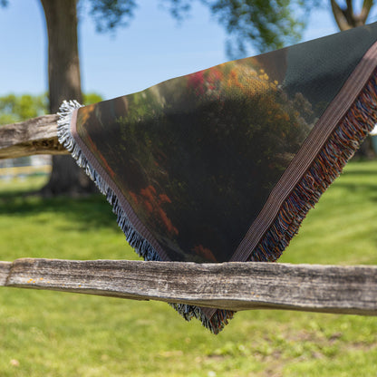 Adam and Eve in Idyllic Valley Woven Throw Blanket - Awakening Righteousness