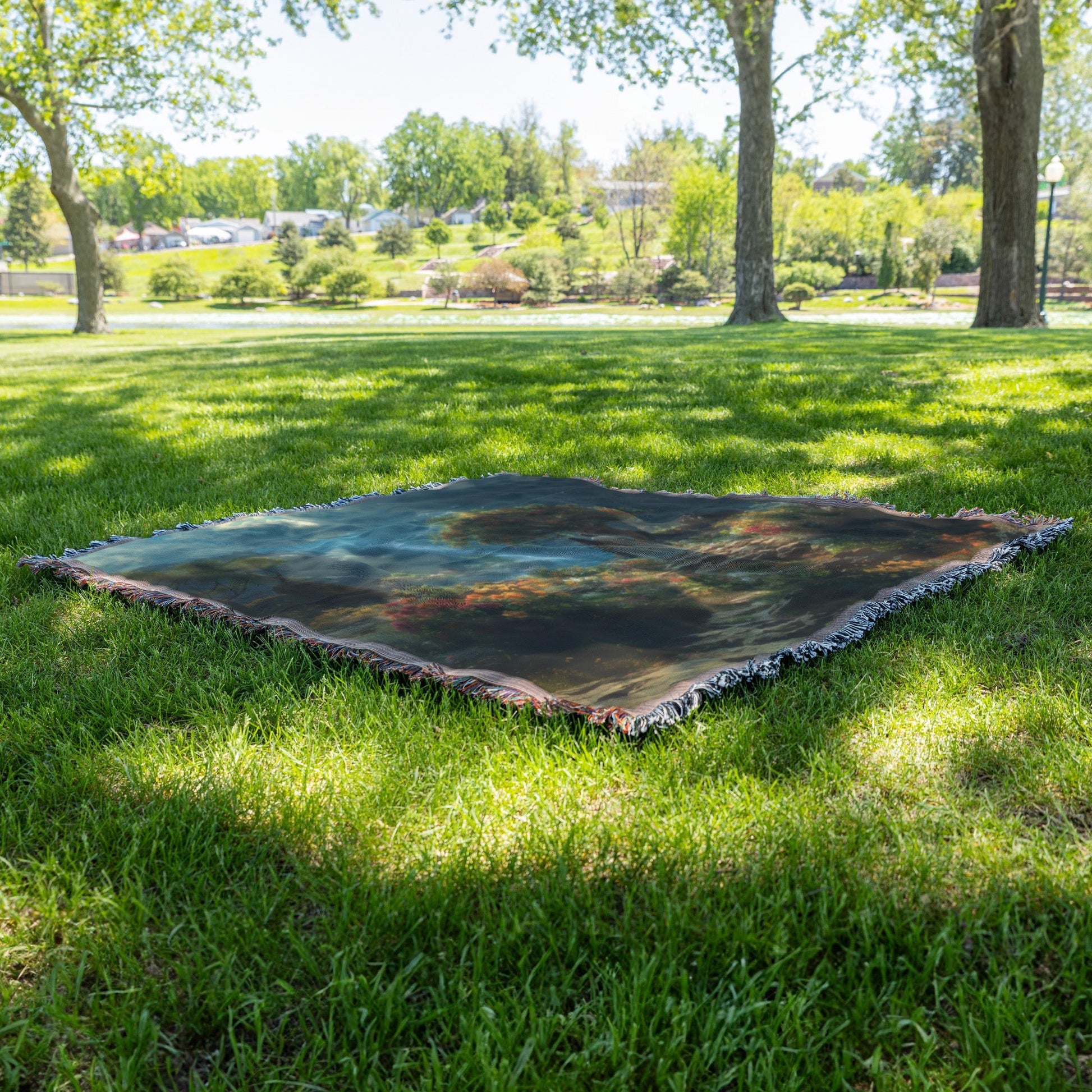 Adam and Eve in Idyllic Valley Woven Throw Blanket - Awakening Righteousness