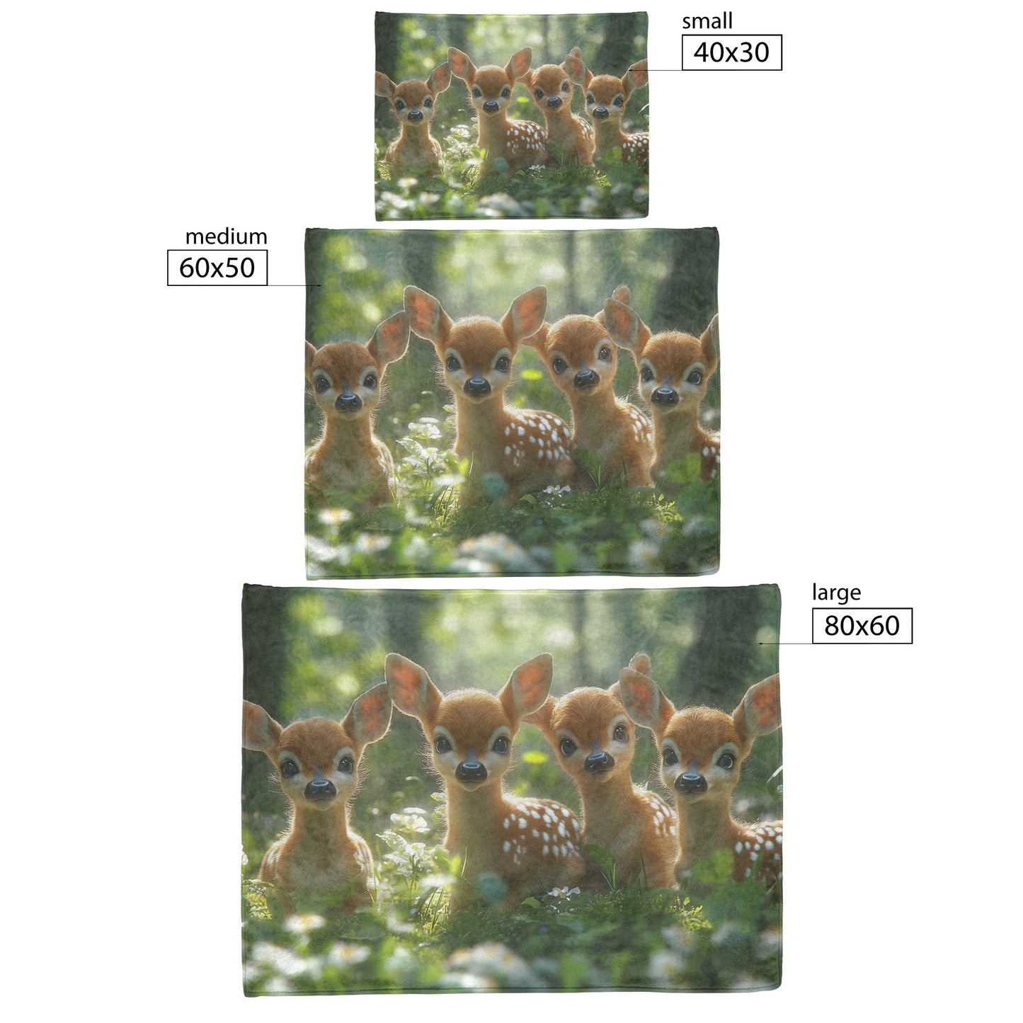 Adorable Baby Deer with Big Eyes in Serene Forest Surrounded by Flowers and Green Grass Cozy Fleece Sherpa Blanket - Awakening Righteousness
