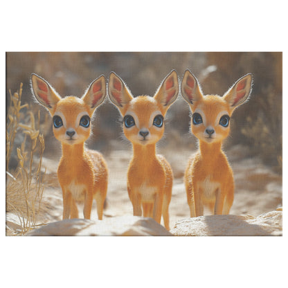 Adorable Baby Gazelles in Desert Landscape Nature Canvas Wall Art Decor for Home or Office Animal Lovers Gift - Awakening Righteousness