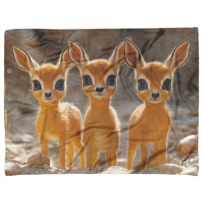 Adorable Baby Gazelles in Warm Desert Scene Fleece Sherpa Blanket Ultra Soft Cozy Perfect for Home Bed Couch Gift - Awakening Righteousness