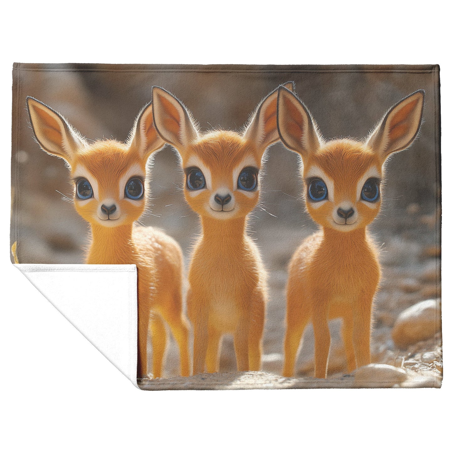 Adorable Baby Gazelles in Warm Desert Scene Fleece Sherpa Blanket Ultra Soft Cozy Perfect for Home Bed Couch Gift - Awakening Righteousness