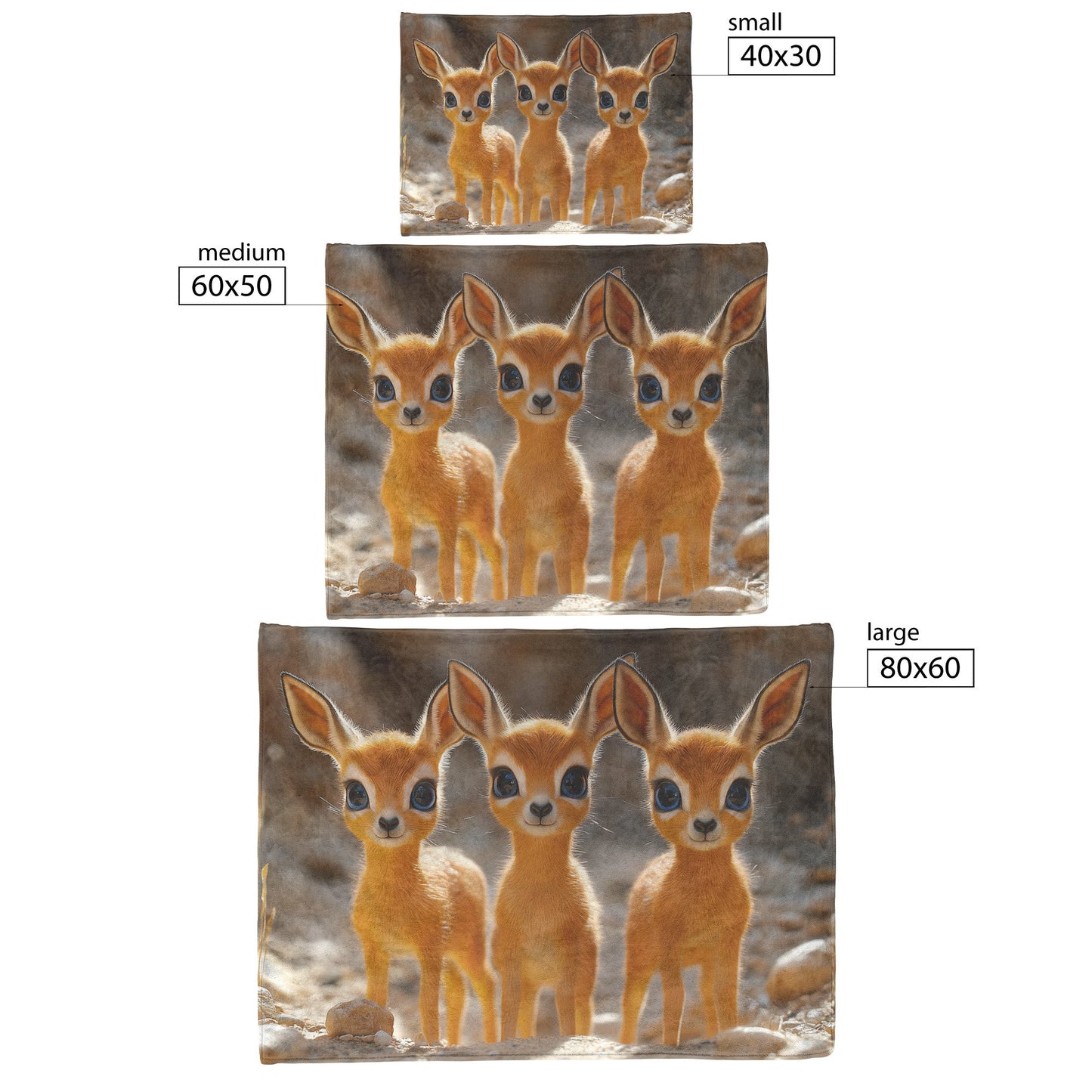 Adorable Baby Gazelles in Warm Desert Scene Fleece Sherpa Blanket Ultra Soft Cozy Perfect for Home Bed Couch Gift - Awakening Righteousness