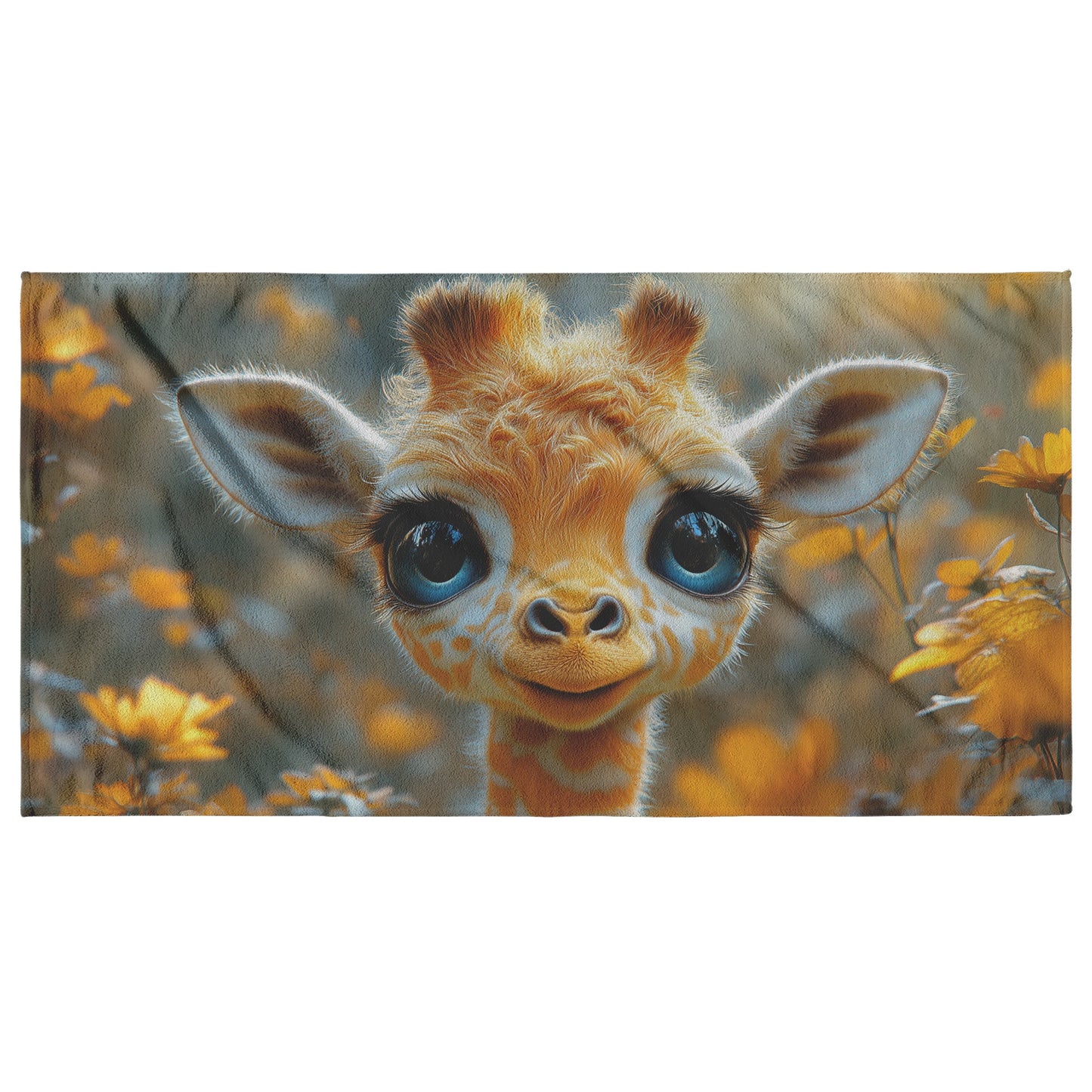 Adorable Baby Giraffe with Big Blue Eyes Plush Beach Towel Ultra Soft Nature Inspired Design for Beach Pool or Travel - Awakening Righteousness