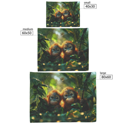 Adorable Baby Orangutans Cozy Fleece Sherpa Blanket Jungle Wildlife Joy and Wonder - Awakening Righteousness