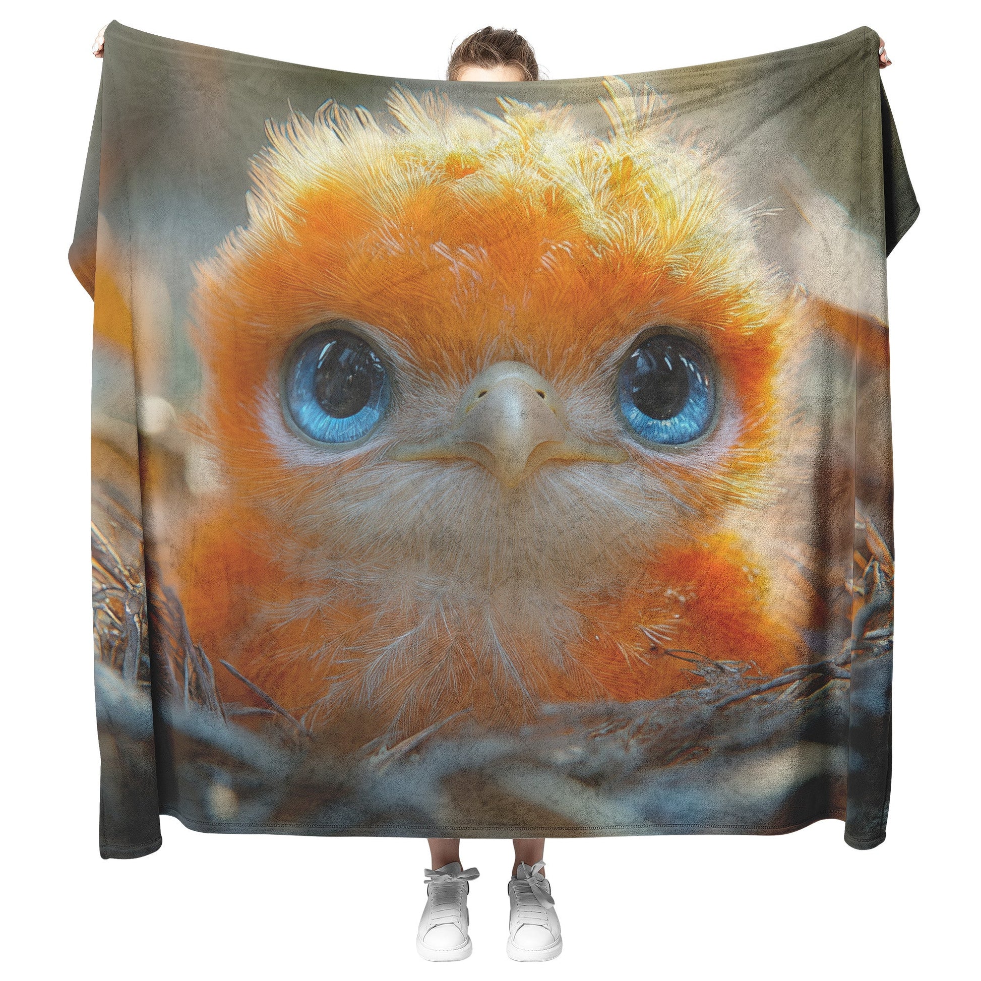 Adorable Baby Phoenix Cozy Fleece Sherpa Blanket Mystical Fire Fantasy Decor - Awakening Righteousness
