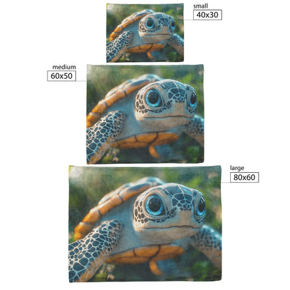 Adorable Baby Turtle with Sparkling Eyes Under Sunlight Cozy Fleece Sherpa Blanket - Awakening Righteousness