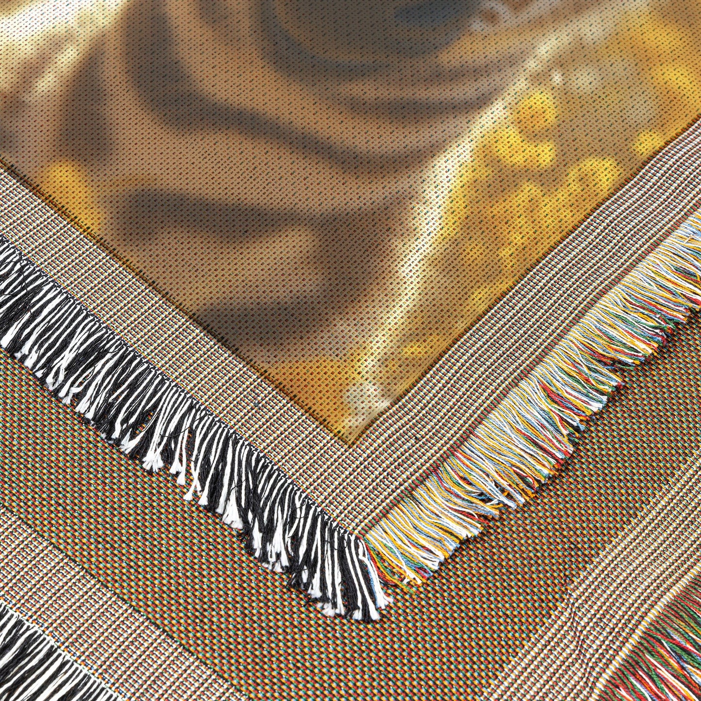 Adorable Baby Zebras with Blue Eyes in Golden Field of Yellow Flowers Cozy Woven Throw Blanket - Awakening Righteousness