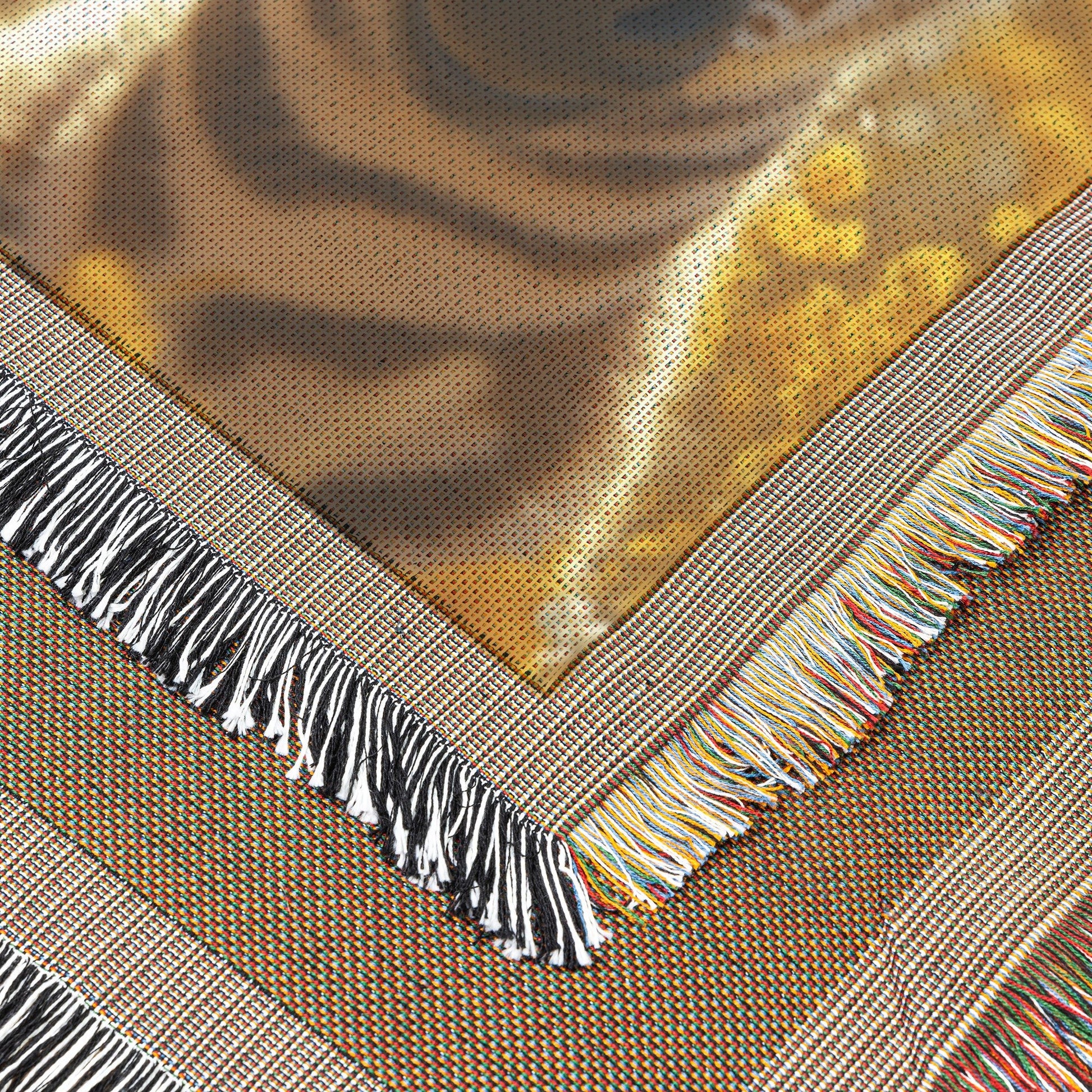 Adorable Baby Zebras with Blue Eyes in Golden Field of Yellow Flowers Cozy Woven Throw Blanket - Awakening Righteousness