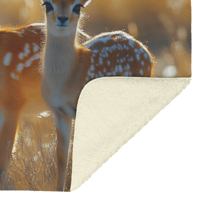 Adorable Deer Family Fleece Sherpa Blanket Nature Inspired Cozy Animal Art Home Decor Perfect Gift - Awakening Righteousness