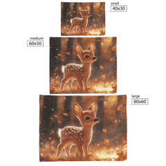Adorable Fawn in Autumn Forest Fleece Sherpa Blanket for Cozy Home Decor - Awakening Aesthetics