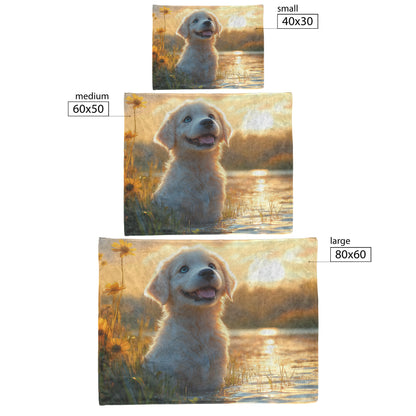 Adorable Golden Retriever Puppy Cozy Fleece Sherpa Blanket - Awakening Righteousness