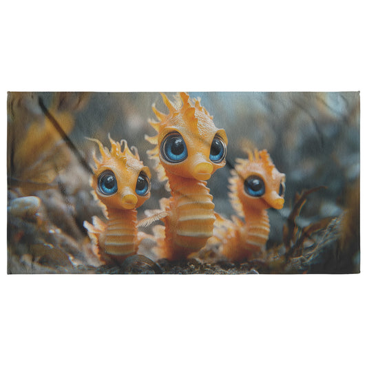 Adorable Seahorse Family Beach Towel Ocean Scene Vibrant Colors Soft Quick Dry Perfect for Beach or Poolside - Awakening Righteousness