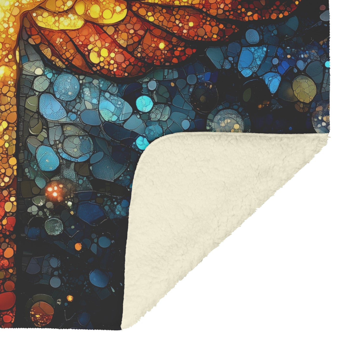 Angel Wings with Radiant Light Stained Glass Design Fleece Sherpa Blanket Christian Home Decor for Faith and Comfort - Awakening Righteousness