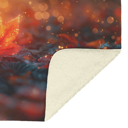 Autumn Glow Maple Leaf Fleece Sherpa Blanket Soft Nature Inspired Seasonal Design - Awakening Righteousness