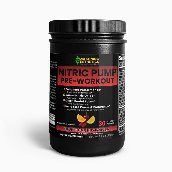 Awakening Aesthetics Nitric Pump Pre - Workout Powder | Fruit Punch Flavor | Energy, Strength & Focus Formula with Creatine, Beta - Alanine, Arginine AKG, Caffeine & B - Vitamins | 300g | Made in USA - AWAKENING AESTHETICS