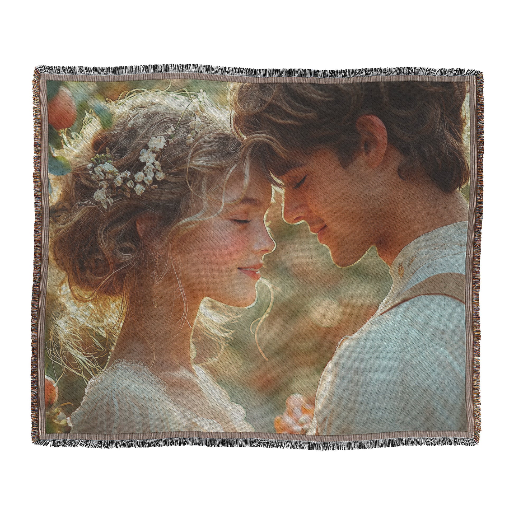 Adam and Eve in Apple Orchard Throw Blanket  Cozy Woven Kids Comfort Blanket with Love and Romance  Holy Faith Inspired Prayer Healing Blanket for Children - Awakening Righteousness