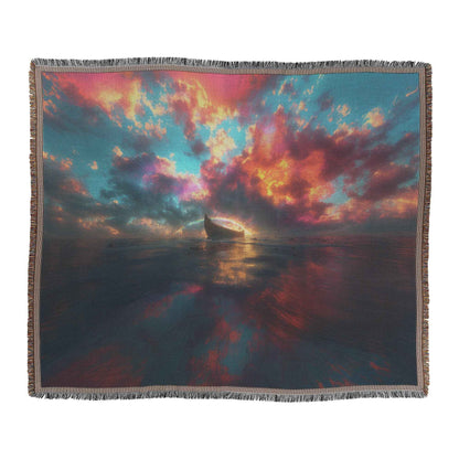 Colorful Sunset Over Ocean with Noah's Ark Christian Throw Blanket  Cozy Woven Kids Comfort Blanket with Hope  Holy Faith Inspired Prayer Healing Blanket for Children