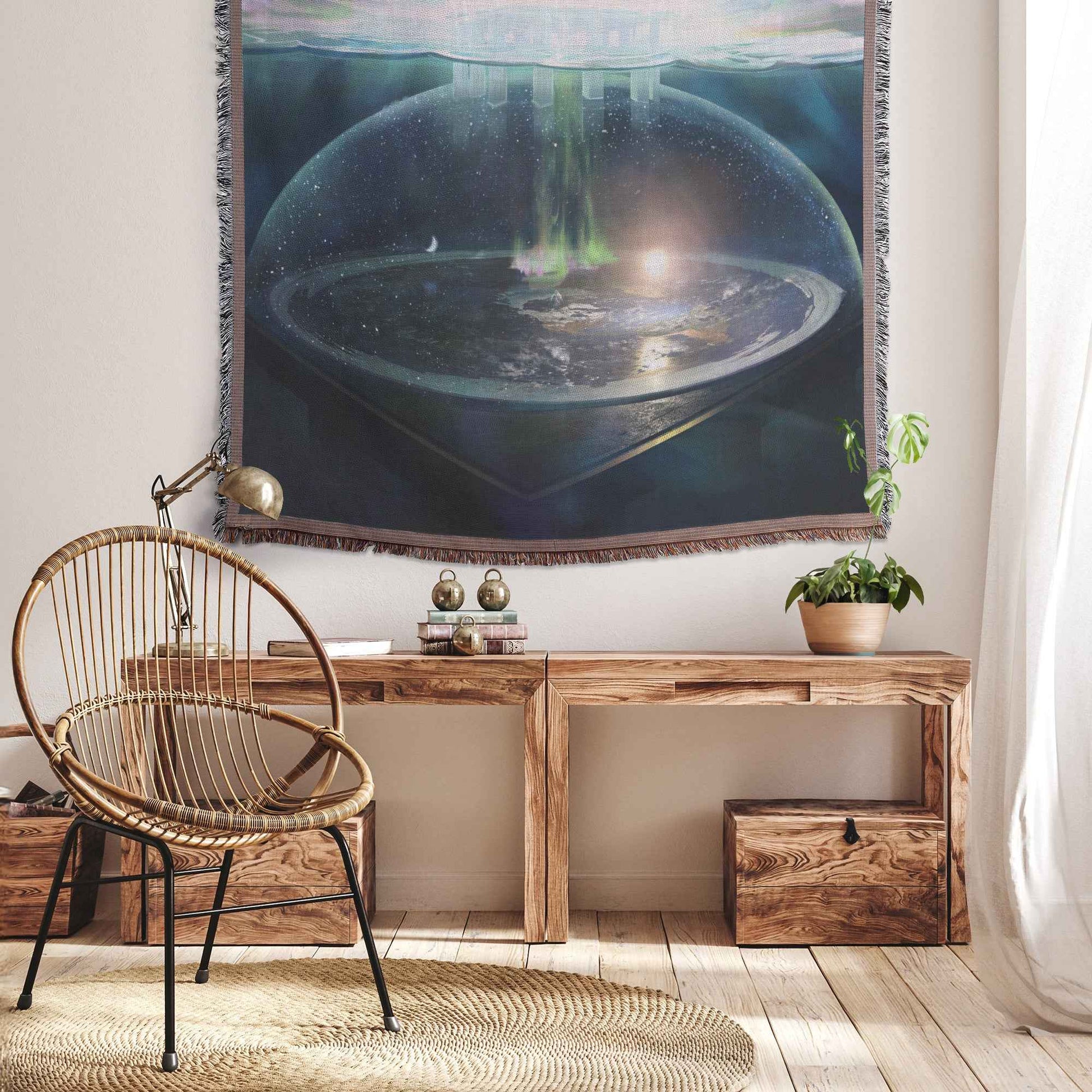 Divine Flat Earth and Firmament Christian Throw Blanket  Cozy Woven Kids Comfort Blanket with Heavenly Creation  Holy Faith-Inspired Earth & Cosmos Healing Blanket For Children