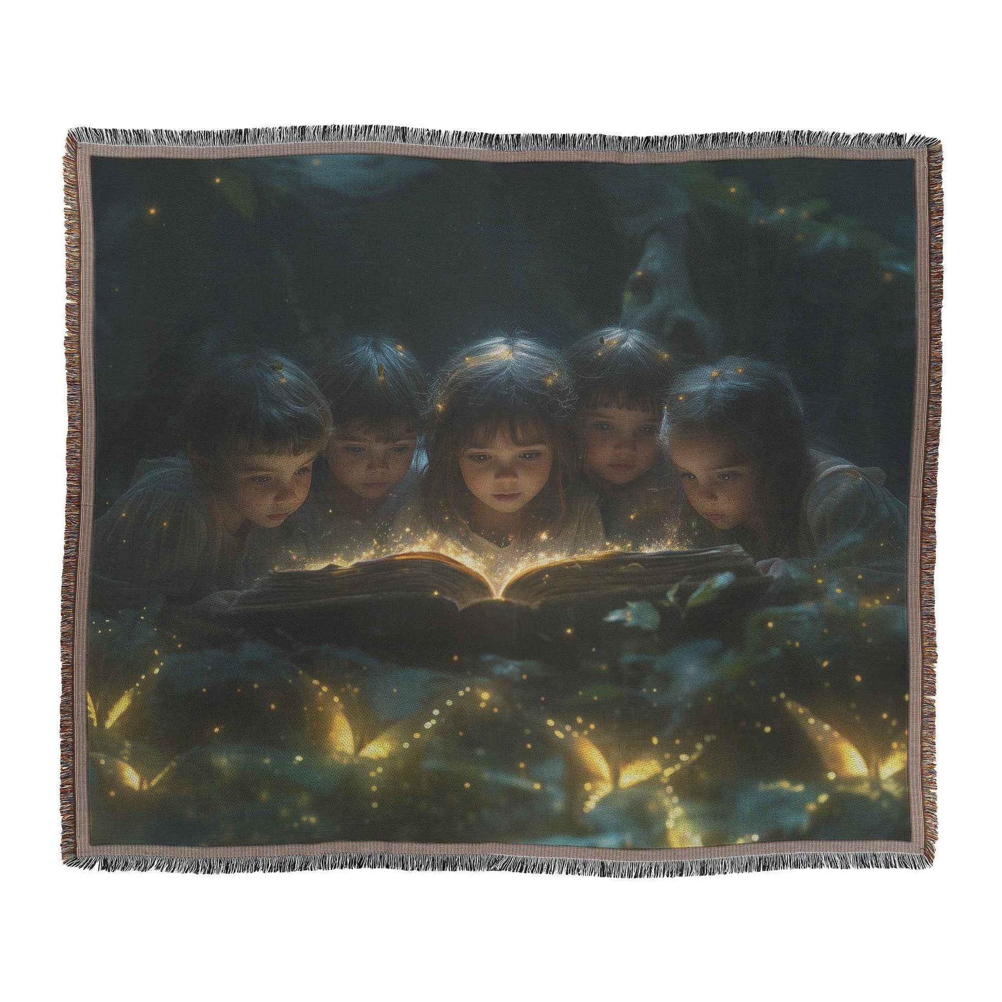 Enchanted Childrens Bible Storytime Throw Blanket Cozy Woven Comfort Blanket Faith-Inspired Firelight Blanket