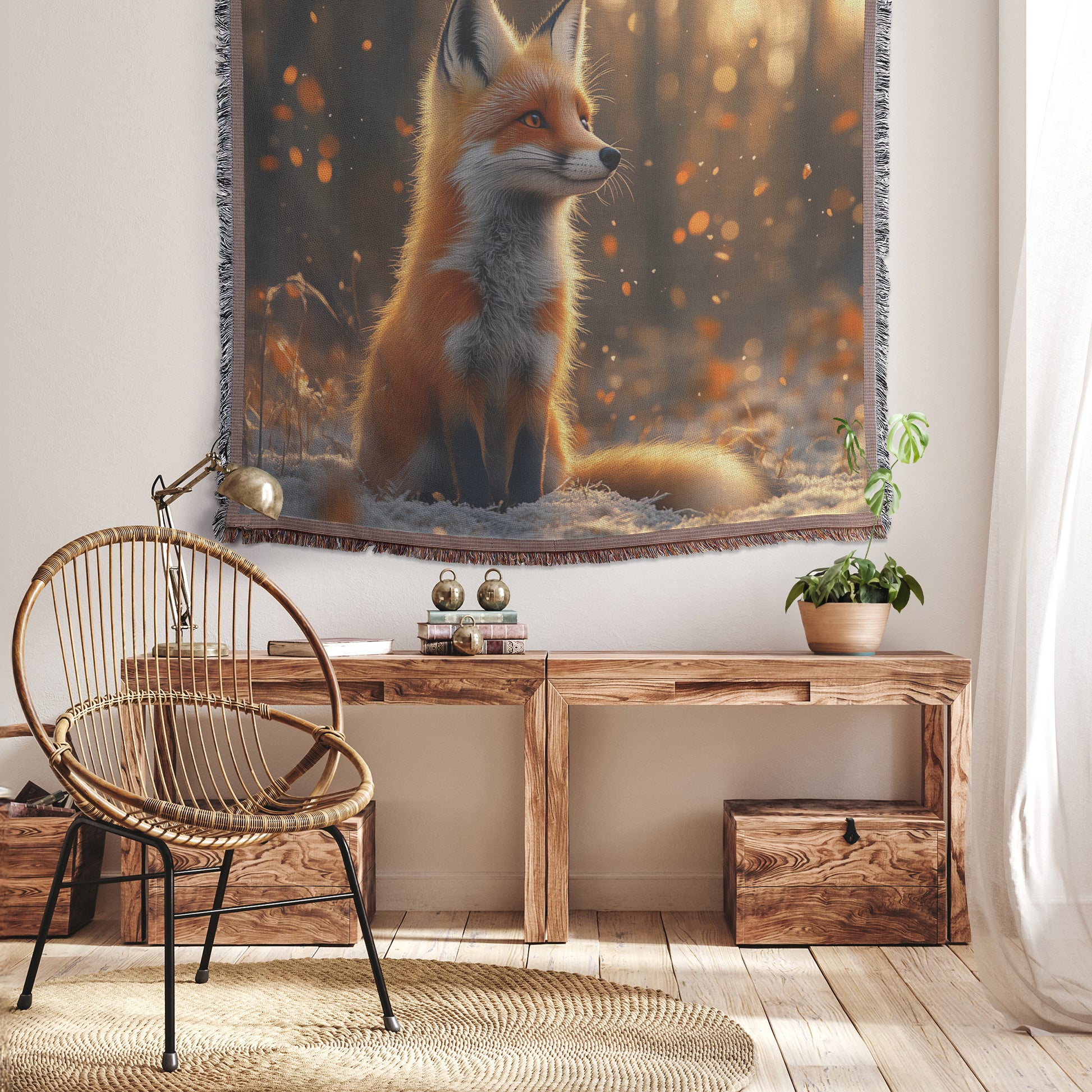 Enchanted Fox in the Snow Christian Throw Blanket  Cozy Woven Kids Comfort Blanket with Hope  Holy Faith Inspired Prayer Healing Blanket For Children - Awakening Righteousness