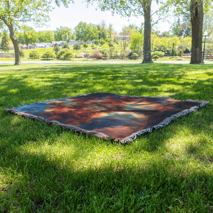 Enchanting Tree with Vibrant Orange Leaves Christian Throw Blanket  Cozy Woven Kids Comfort Blanket  Holy Faith Inspired Healing Blanket for Children