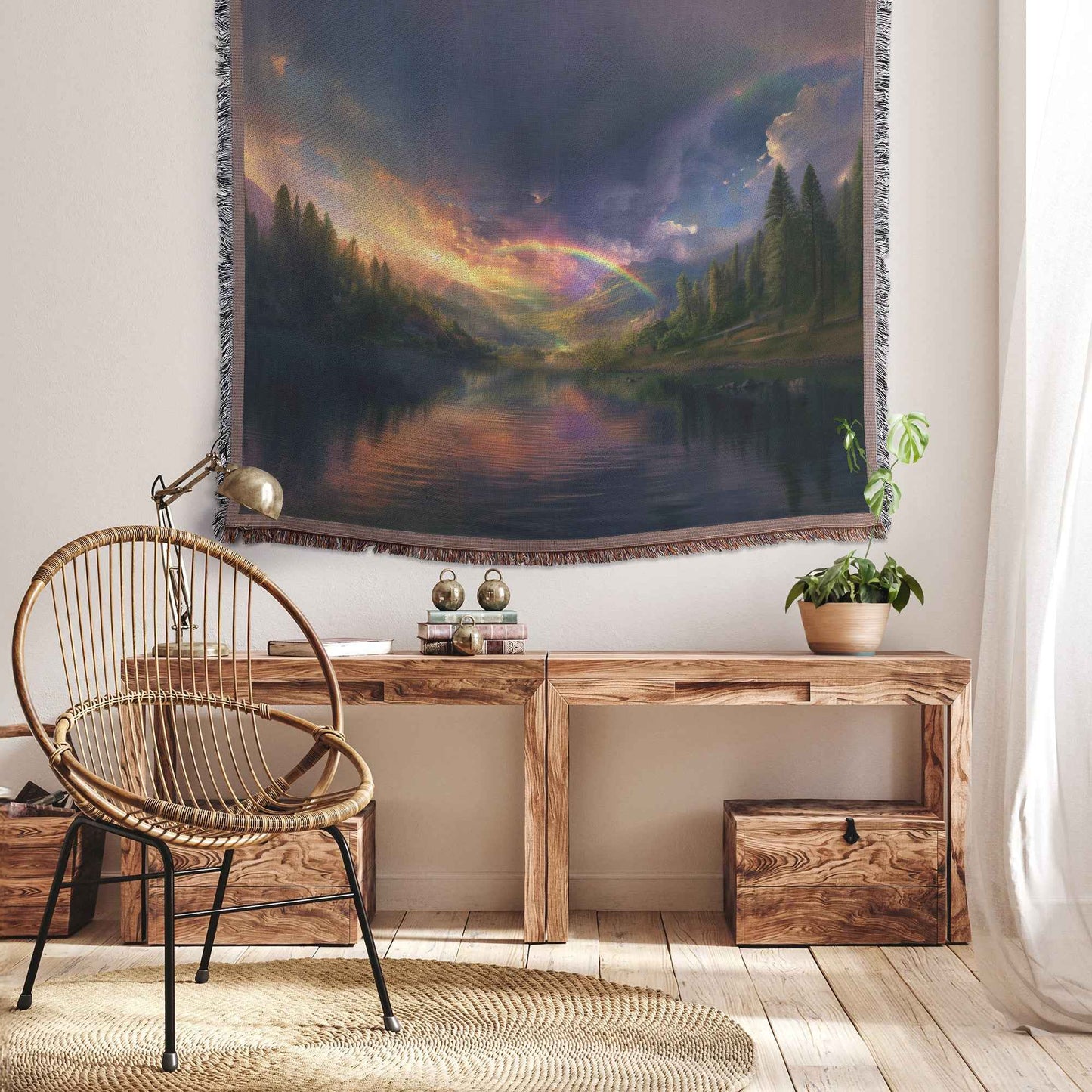 Ethereal Forest and Twilight River Christian Throw Blanket  Cozy Woven Kids Comfort Blanket with Divine Serenity  Holy Faith-Inspired Prayer Healing Blanket For Children