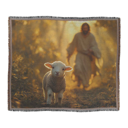 Jesus Walking with the Lamb Christian Woven Throw Blanket  Cozy Woven Kids Comfort Blanket  Holy Faith Inspired Healing Blanket for Children