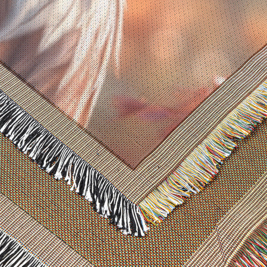 Majestic Eagle Close-Up  Powerful Wildlife Art with Autumn Foliage  Woven Throw Blanket for Home or Office Decor - Awakening Righteousness