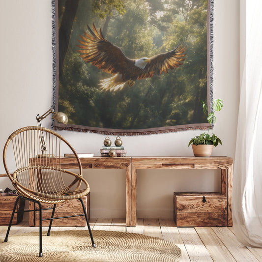 Majestic Soaring Eagle Christian Throw Blanket  Cozy Woven Kids Comfort Blanket with Hope  Holy Faith Inspired Prayer Healing Blanket for Children - Awakening Righteousness