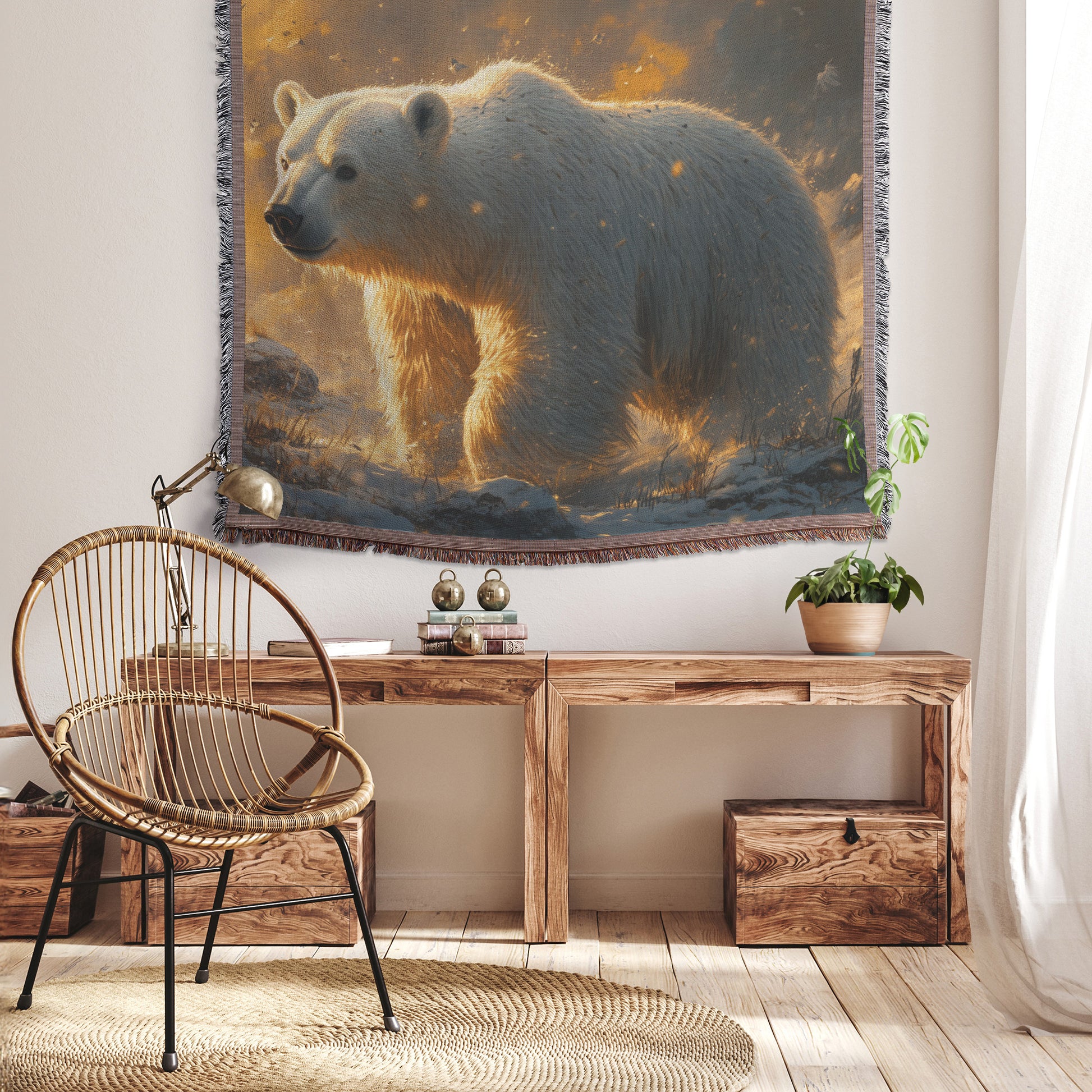 Majestic White Polar Bear Christian Throw Blanket  Cozy Woven Kids Comfort Blanket with Hope  Holy Faith Inspired Prayer Healing Blanket For Children - Awakening Righteousness