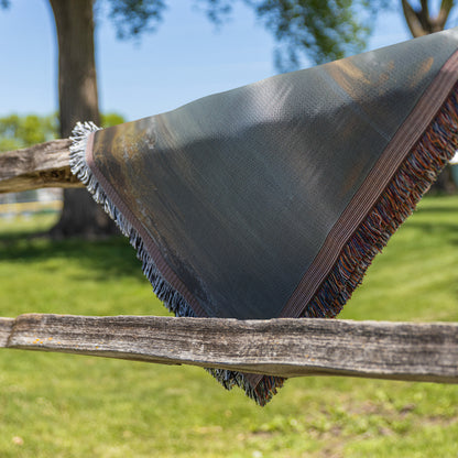Mother Deer and Fawn Woven Throw Blanket  Tranquil Wildlife Art Majestic Mountains & Serene Lake Perfect for Nature Lovers Cozy Home Living Room or Office Accent - Awakening Righteousness