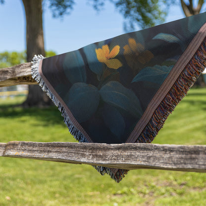 Mystical Blue Owl Perched on Ancient Tree  Enchanted Wildlife Art for Nature Lovers  Perfect Woven Throw Blanket for Living Room or Office Decor - Awakening Righteousness