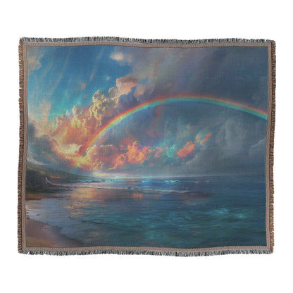 Rainbow Over the Sea Christian Throw Blanket  Cozy Woven Kids Comfort Blanket with Hope and Peace  Faith-Inspired Magic and Joy Blanket For Children