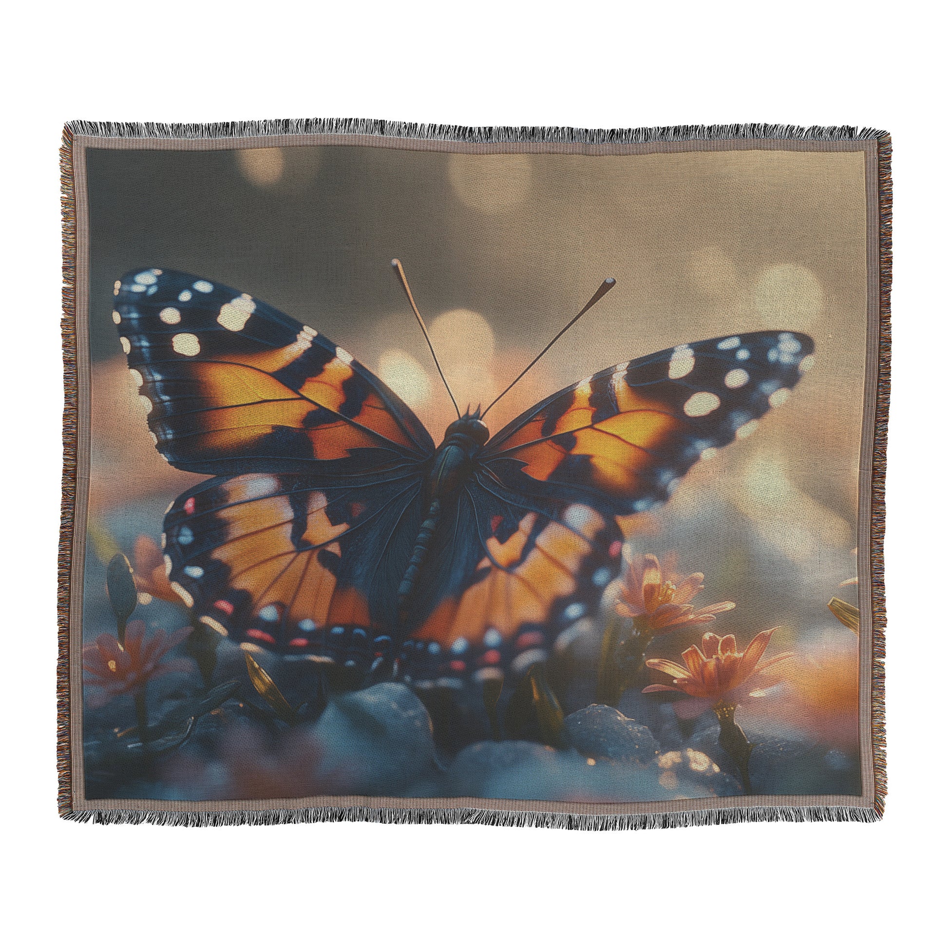 Serene Butterfly on Bloom Christian Throw Blanket  Cozy Woven Kids Comfort Blanket with Hope  Holy Faith Inspired Prayer Healing Blanket for Children - Awakening Righteousness