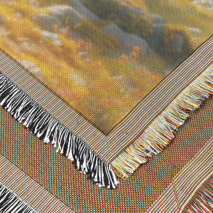 Serene Family of Deer River Woven Throw Blanket  Majestic Wildlife Art Tranquil Nature Decor Perfect for Nature Lovers Cabin Home or Office Accent - Awakening Righteousness