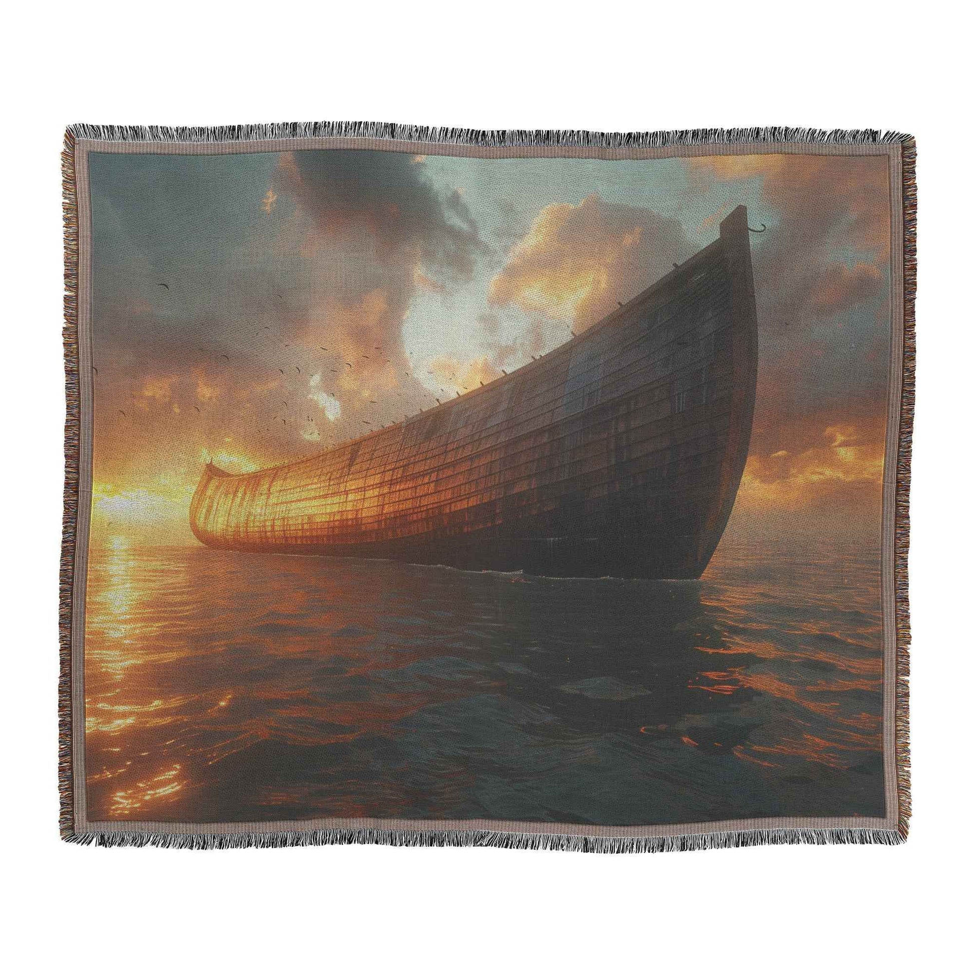 Serene Noah's Ark Floating on the Ocean Christian Throw Blanket  Cozy Woven Kids Comfort Blanket with Hope  Holy Faith Inspired Prayer Healing Blanket for Children