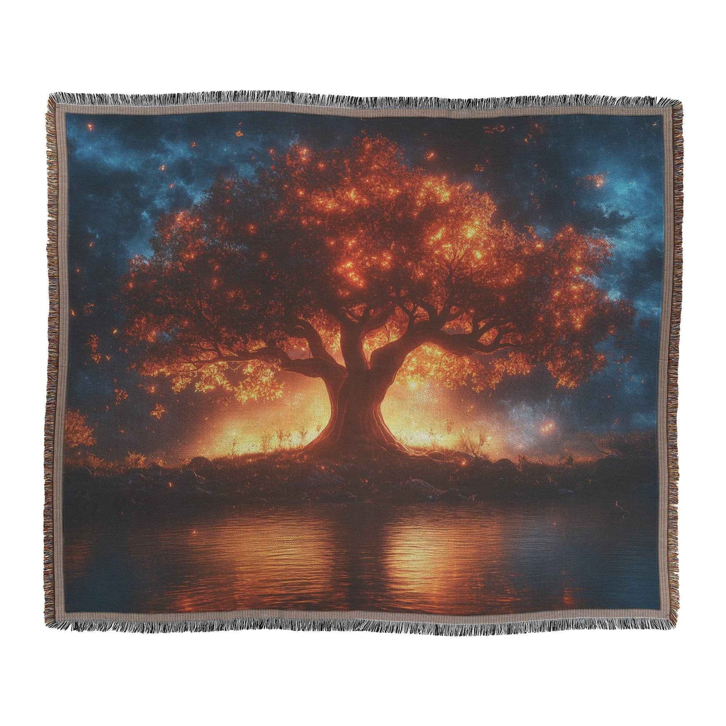 Tree of Life Adorned with Glowing Lights Christian Throw Blanket  Cozy Woven Kids Comfort Blanket  Holy Faith Inspired Healing Blanket for Children