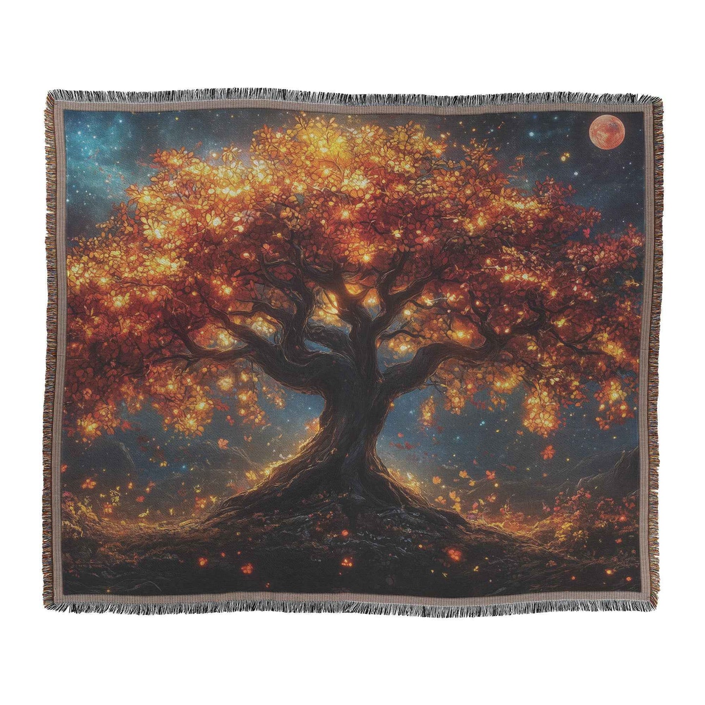Tree of Life Adorned with Vibrant Autumn Leaves Christian Throw Blanket  Cozy Woven Kids Comfort Blanket  Holy Faith Inspired Healing Blanket for Children