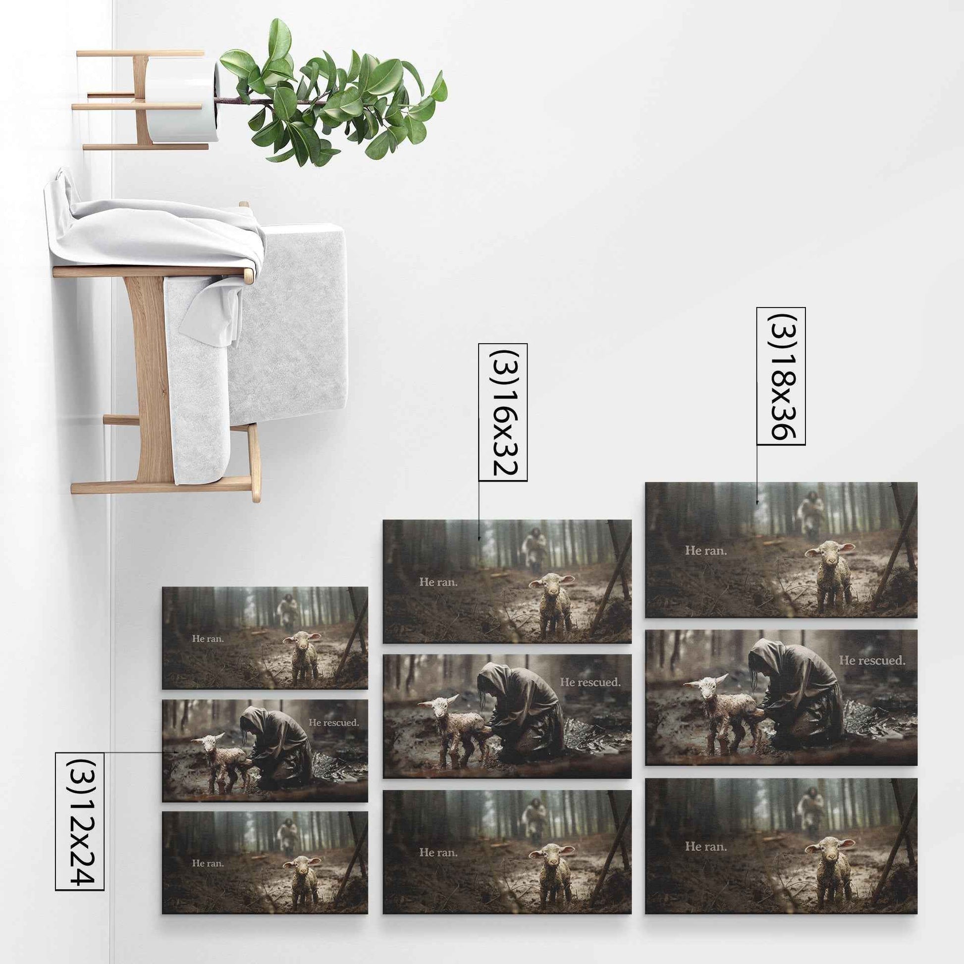Jesus Christ In The Forest He Ran He Carried He Rescued The Lost Lamb In The Mud 3 Piece Christian Bible Canvas Art Decor