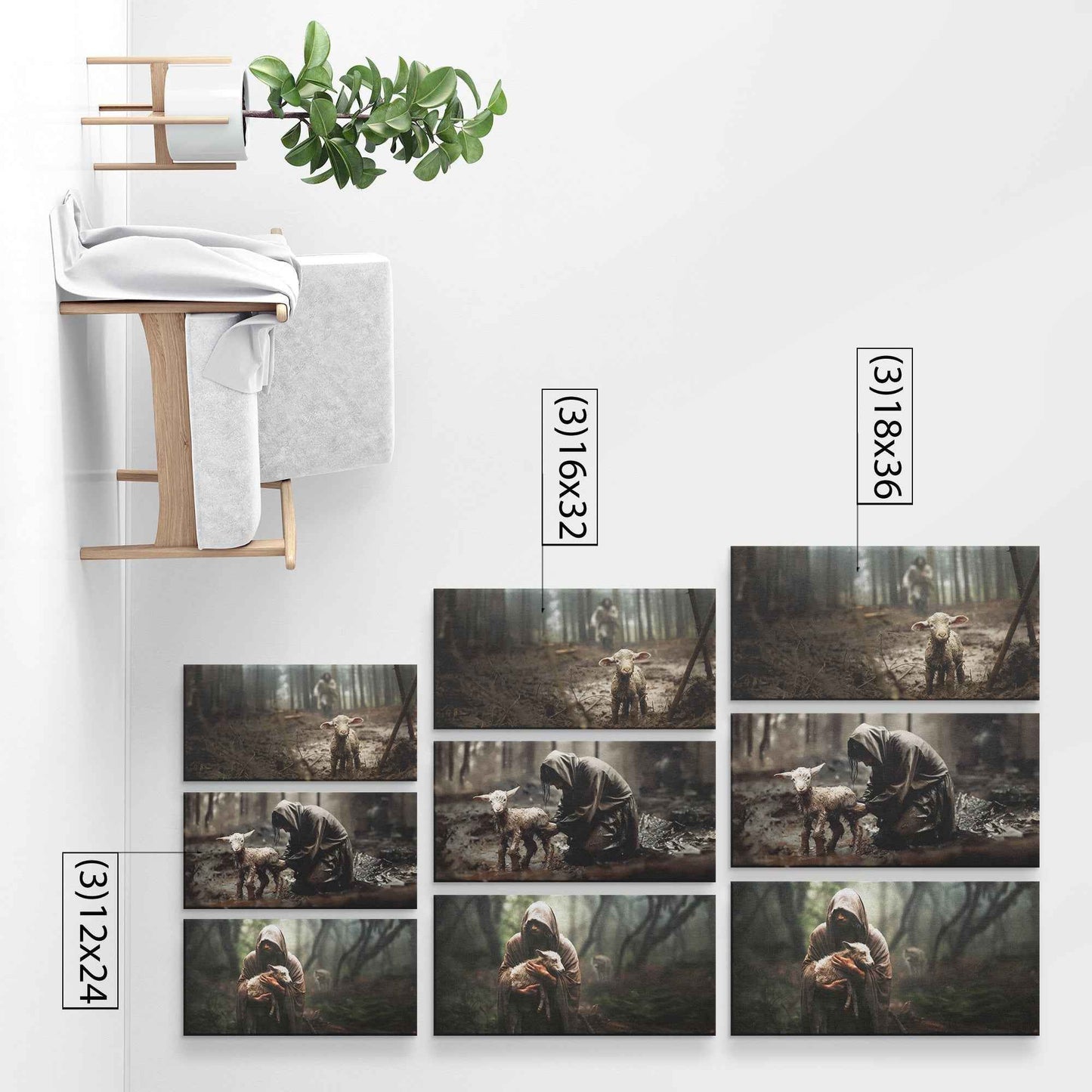 Jesus Christ In The Forest He Ran He Carried He Rescued The Lost Lamb In The Mud 3 Piece Christian Bible Canvas Art Decor
