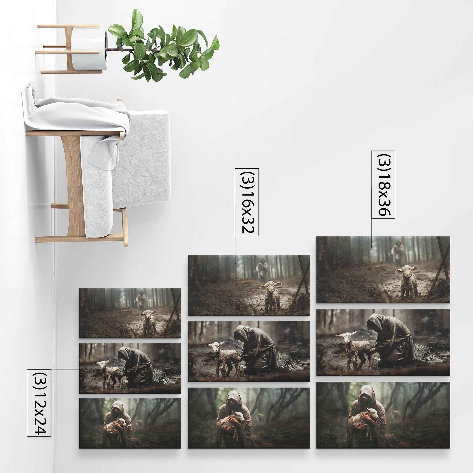 Jesus Christ In The Forest He Ran He Carried He Rescued The Lost Lamb In The Mud 3 Piece Christian Bible Canvas Art Decor