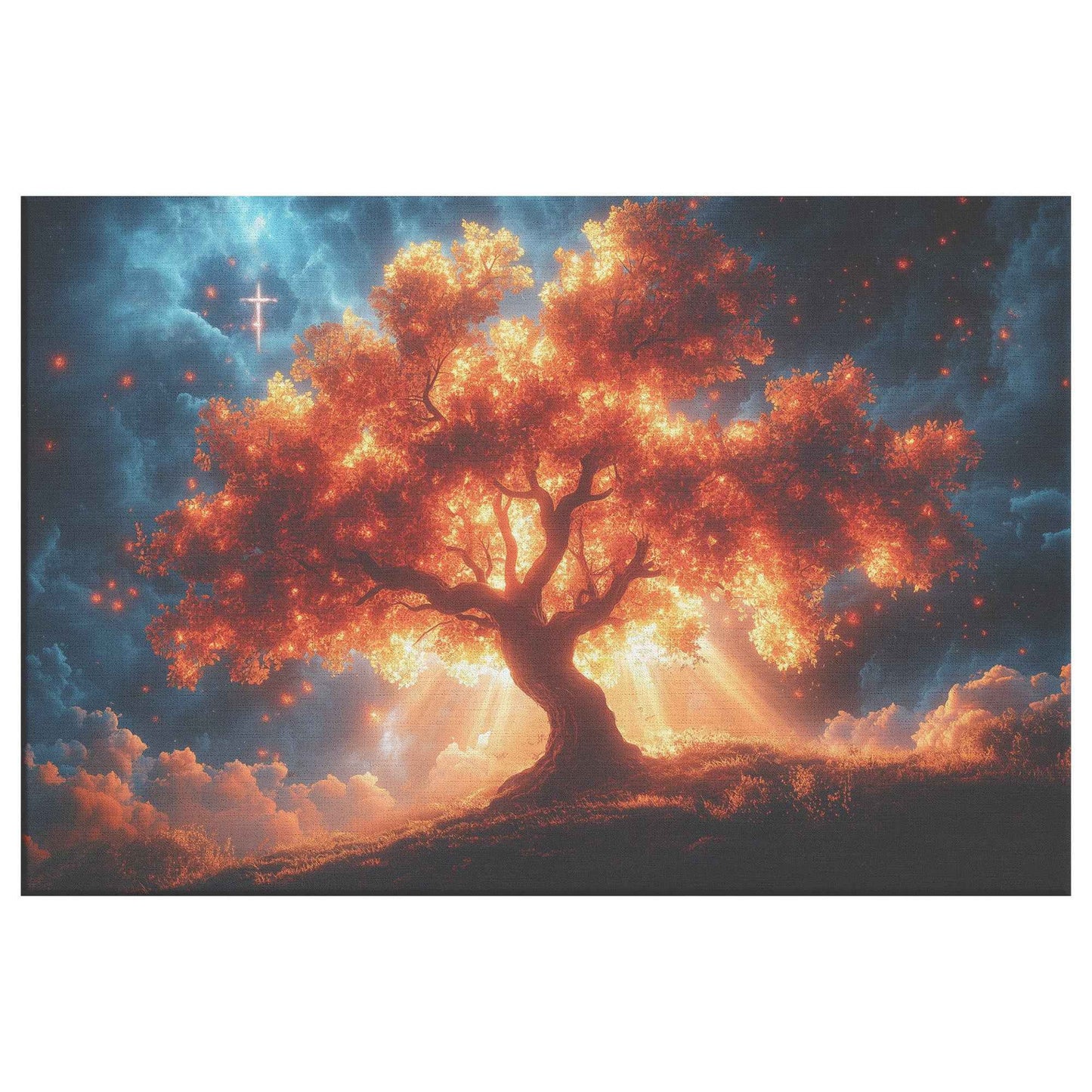 The Beautiful Red Tree Of Life In The Garden Of Eden   Christian Canvas Wall Art Decor