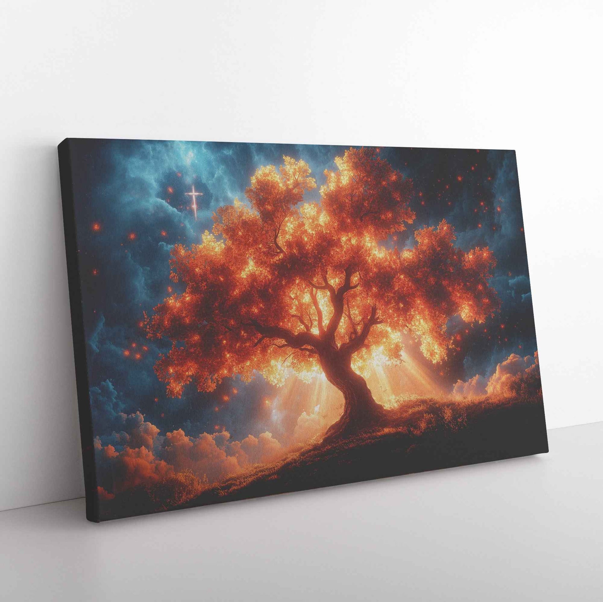 The Beautiful Red Tree Of Life In The Garden Of Eden   Christian Canvas Wall Art Decor