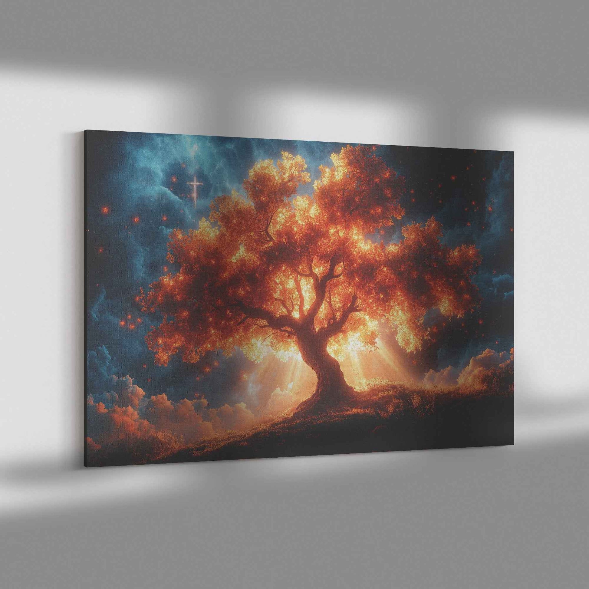 The Beautiful Red Tree Of Life In The Garden Of Eden   Christian Canvas Wall Art Decor