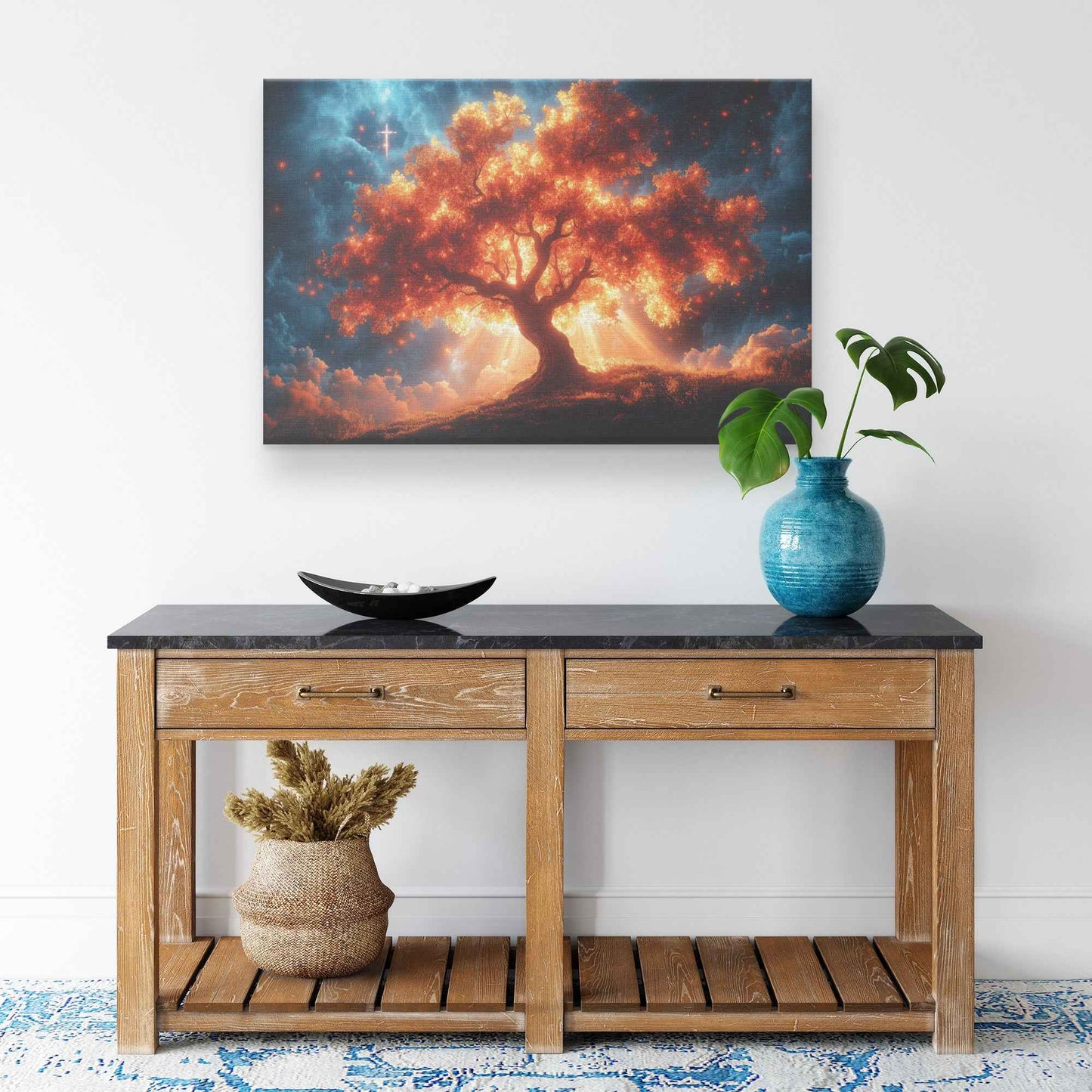 The Beautiful Red Tree Of Life In The Garden Of Eden   Christian Canvas Wall Art Decor