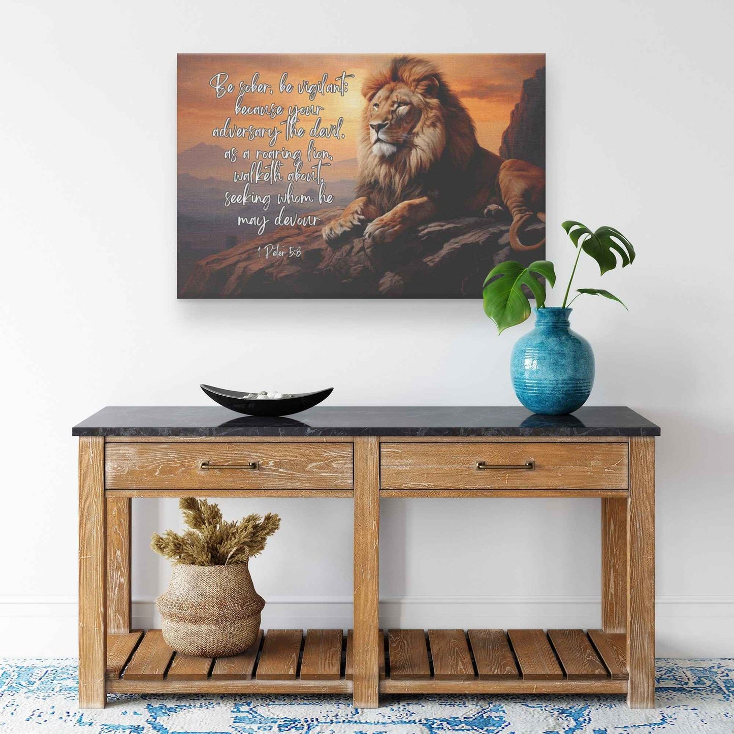 1 Peter 58 Canvas Wall Art Be sober be vigilant; because your adversary the devil as a roaring lion walketh about seeking whom he may devour